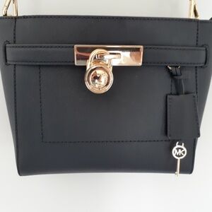 Michael Kors Crossbody Black Leather Handbag w/Lock & Key